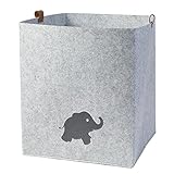 luxdag Aufbewahrungskorb aus Filz (Größe & Motiv wählbar) - Aufbewahrungsbox für Spielsachen - Kinderzimmer Spielkiste faltbar - Korb mit PU Lederg