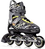 Inline-Skates für Kinder und Erwachsene, verstellbare Klingen Rollschuhe für Mädchen, Jungen und Jugendliche, Rollschuhe für Frauen und Männer (Black&Gold, M)