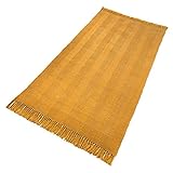 PuRo Lifestyle Teppich Chenille Gelb Curry weich robust Baumwolle, Größe:190 cm x 290