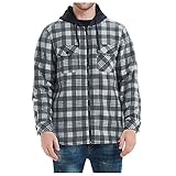Modaworld Herren Flanelljacke Karo Jacke Kariert Flanellhemd Thermohemd mit Reißverschluss Karohemd Fleece Gefüttert Winterjacke Gepolsterter Trachtenhemd Innenfutter H