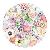 Wasserdichte Vinyl-Blumen-Aufkleber für Wasserflaschen, 50 Stück/Packung, ästhetische Skateboard-Aufkleber, coole Hydroflaschen, Aufkleber für Laptop, Computer, Handy, Kinder und Jug