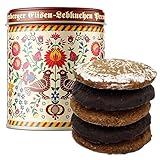 Lebkuchen - original Nürnberger Mandel Elisen-Lebkuchen - 45% Nussanteil - handgefertigte Qualität - prämierte Meisterhändler-Manufaktur (Dose Stickmuster - Inhalt: Lebkuchen gemischt - 380 Gramm)