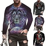 HNOFIQNF Damen Langarm Rundhals Sportswear Hemd Totenkopf Drucken Lange Ärmel T-Shirts Männer Herbst Winter Basic Pullover Lockere Bluse Vintage Sweatshirts Lose Freizeit Tops Ob