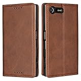 Copmob Sony Xperia X Compact hülle,Premium Flip Leder Geldbörse mit weichem TPU-Shock Absorption,[3 Kartensteckplatz][Ständerfunktion][Magnetschnalle] - Dunkelb