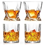 Whiskey Gläser, Hotrose Premium Bleifreie Whiskygläser 4er Set - 284 ml Old Fashioned Cocktailglas für Scotch, Bourbon - Elegantes Vintage Whiskyglas Geschenkset - Spü