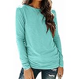 Langarm Shirt Leichtes Transparent Tüll Mesh Bluse Body T-Shirt Tunika Tops Multicolor KKAF1047(Mint Green, XXL)