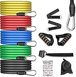 Widerstandsbänder-Set, Trainingsbänder mit Griffen, Türanker, Anleitung (evtl. nicht in deutscher Sprache), Trainings-Fitnessgerät für Shape-Body Gain Muskel Physiotherapie Zuhause Outdoor Gy