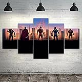 XYYHJK Film Avengers Iron Man Captain America Thor Leinwand Bilder 5 Teilig Leinwandbild HD Bilder Poster Wandbilder Kunstdrucke Leinwanddrucke Modern Wanddeko Wohnkultur/Mit Rahmen 150x80
