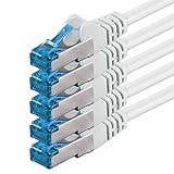 2m - CAT6a - Netzwerkkabel weiss - 5 Stück CAT 6 A Patchkabel 10000 Mbit s SFTP PIMF 500 MHz kompatibel zu CAT5 CAT6 CAT7 DSL Internet Switch R