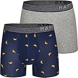 Happy Shorts 2 Pants Jersey Trunk Herren Boxershorts Marine grau Croissant, Grösse:XL, Farbe:g