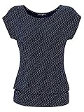 Fleasee Damen T-Shirt Kurz Ärmel Bluse Stretch Lässig Tunika Allover Druck Oberteile Top XL Marine Gepunk