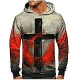 TEELONG Herren Casual Kapuzenpullover Sweatshirts Herbst Winter 3D Cross Print Langarm Lauf Hoodies Mit Taschen B