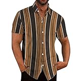 sutelang lurryly Leichtes Hemd für Herren, kurzärmlig, lässig, atmungsaktiv, T-Shirt, Regular Fit, große Größe, Revers, Strandhemd, kaki, 56