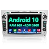 AWESAFE Android 10 Autoradio für Opel 2DIN Radio mit Navi, unterstützt DAB+ WiFi CD DVD Bluetooth MirrorLink 7 Zoll Bildschirm RDS Radio - Silb