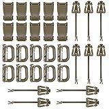 BOOSTEADY Kit mit 30 Aufsätzen für Molle Beutel Taktische Rucksack Weste Gürtel,D-Ring Grimloc Locking,Web Dominator Elastische Schnüre,Riemen Management Tool S
