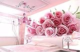 3D Fototapete für Schlafzimmer Rosa Stereoskopische Rose Blume romantisches Wohnzimmer Schlafzimmer Wandbild Wandpapier-250cmx175cm(98,4x68,9inch)