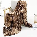 Ricemru Kaffee Kuscheldecke Kunst Felloptik 80x120 Klein Wohndecken Kuscheldecken Flauschig Kunstpelz Weich Warm Wendedecke Lammfelldecke Flauschdecke Sofadecken und TV-Deck