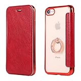 Miagon Brieftasche Flip Hülle für iPhone 6S Plus / 6 Plus,Folio PU Leder Bookstyle Clear Weich TPU Überzug Back Cover mit Ringhalter-Standfunktion Kartenfächern,R