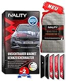 IVALITY Magnetischer Kennzeichen-Halter - Rahmenlose Nummernschild-Halterung für 2X Alu-Kennzeichen - Wechselkennzeichen Österreich - Magnet Auto-Zubehö