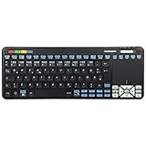 Thomson Funk-Tastatur für Panasonic Smart-TV mit 4in1 Universal-Fernbedienung (für TV/STB/Audio/PC, inkl. Touchpad-Maus, QWERTZ, beleuchtet, Multimedia-Tasten, lernfähig, Wireless, 2,4GHz) schw