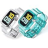 PROATL Schutzhülle für Apple Watch 38 mm 40 mm, transparent, weiches Sport-Silikon-Ersatzarmband für iWatch Serie 6 5 4 3 2 1 SE (türkis/transparent)