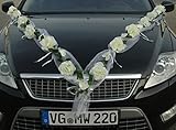 Rosen Girlande Braut Paar Rose Deko Dekoration Autoschmuck Hochzeit Car Auto Wedding ®Auto-schmuck Deko PKW (Rose Orchidee Weiß/Weiß)