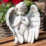 Engel mit Spruch auf dem Flügel Trauerengel Grabschmuck Engelsfigur Gab