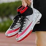 XRDSHY Herren Fußballschuhe, Turf Schuhe rutschfeste Outdoor-Training, Professionelle Unisex-Hochtopf-Stiefel Fußball-Turnschuhe, Im Freien Professionelle Sportwettbewerb Schuhe,Gray-29 EU