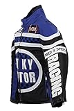 MDM Biker Jacke für Kinder, Motorradjacke in blau, Racing Jacke (2XL)