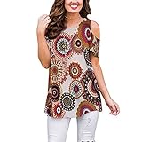 Damen Trend Hohl Pullover Mode Print Colorblocking Alltag Lässig Persönlichkeit Basic Kurzarm T-Shirt Sommer S