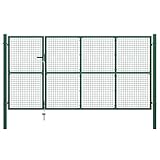 vidaXL Gartentor Gartentür Zauntor Gartenpforte Zauntür Hoftor Gartenzaun Pforte Metalltor Hoftür Tor Einfahrtstor Stahl 350x150cm Grü