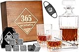 365ecstatic - Whisky Gläser - Whisky Stones Geschenk Set 14 teilig - Retro Look - Whiskey Karaffe 700ml - Hingucker in jedem W