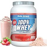 Body Attack - 100% Whey Protein, extra cremiges Eiweißpulver mit Hydrolysat und BCAA´s, unterstützt Muskelaufbau und Diäten, für alle Sportler & Athleten - Made in Germany – 900g (Strawberry)