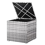 Casaria Polyrattan XXL Auflagenbox 318 L mit Deckel 75x75x70cm Wasserdicht Gasdruckfeder Garten Kissenbox Gartenbox G