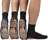 ELUTONG Herren Rutschfeste klebrige Griffe Socken - 3 Paare Fliesen Holzböden Anti Rutsch Training Yoga Pilates Hospital Slipper Socken 44-47