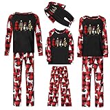 EMATOP Weihnachten Schlafanzug Familie Langarm Pyjama Set Lässig Weihnachtsoutfit Matching Christmas Pjs kariertes Elchdruck Nachtwäsche Hausanzug Schlafshirt Pyjamahosen für Erw