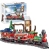 Mocdiy Technik Zug Eisenbahn Bausteine, City Elektrischer Weihnachtszug Modell Bauset mit Schienenset, 1217+Teile Klemmbausteine Bausatz Kompatibel mit Lego T