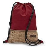 By Bers LEON Turnbeutel mit Innentaschen in Kork oder Schlange -DesignRucksack Tasche Damen Herren & Teenager Gym Bag Draw String (Kork_Rot)