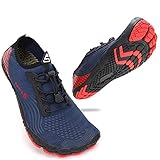 ZHR Badeschuhe Damen Herren Surfschuhe Wasserschuhe Outdoor Anti-Kollisions Strandschuhe Leicht Aquaschuhe Navy Red EU45