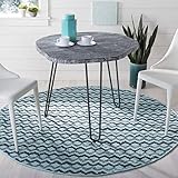 Safavieh Montauk Collection MTK120K Hand-Woven Cotton Area Rug, 4' x 4' Round, Turquoise/Blue/Black