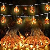 Huarumei Halloween Deko Kürbis Lichterkette,Halloween Lichterkette 6m 30LED Herbst Dekoration, Batteriebetrieben Herbstdeko Draußen Lichterketten für Helloween Garten - Warmweiß