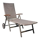 Polyrattan SONNENLIEGE MIT Rollen Gartenliege Geflechtliege Geflecht Rollliege bis 110 kg N