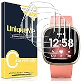 [5 Stück] UniqueMe Schutzfolie Kompatibel mit Fitbit Versa 3 / Fitbit Sense, Blasenfreie [Klar HD] Folie TPU Displayschutz Fingerabdruck-ID unterstützen [Soft] Display