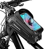 ROCKBROS Fahrrad Rahmentasche Lenkertasche Wasserdicht Handytasche für Smartphone bis zu 6.8 Zoll mit TPU Sensitivem Touchscreen für Montainbikes, Rennrad, Ebik