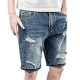 Zhiyao Herren Broken Holes Slim Fit Stretch Denim Shorts Hosen Lässige Jeans mit geradem B