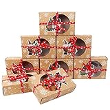 Qsnn Keksverpackungen Weihnachten Keksschachtel mit Sichtfenster Weinachten Schachtel Weihnachten Deko Geschenk Box Kekstüten Papier Kekse Verpackung für Plätzchen - 12Stk Santa Claus Snow