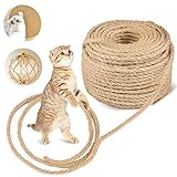 JOYUE Sisalseil für Kratzbaum, Kratzsaule Katzenbaum, 50 Meter Sisal Leine Natur Seil Reparatur Bedarf (6mm)