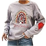 Blingko Damen Sweatshirt Ohne Kapuze Winter Sexy Lustig Langarm Große Größen Warm Kuschelig Sale Günstig Kurz Druck Modern Locker Weihnachtspullover Weihnachtsp