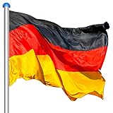 VINGO Fahnenmast,Deutschlandfahne 150 * 90 cm，Aluminium 6,5m witterungsbeständigem Flaggenmast und stabilen Bodenhülse veschönern Sie Ihren G