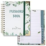 Simplified Greenery Passwortbuch mit alphabetischen Tabs - im Taschenformat - Passworthalter und Organizer mit Schnellsuche-Design - Log- und Anzeichenbuch-Tagebuch inkl. Adress- und Notizb